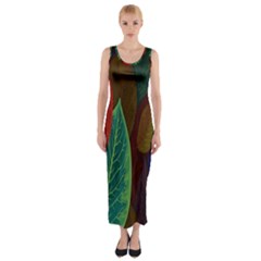 Leaves, Colorful, Desenho, Falling, Fitted Maxi Dress by nateshop