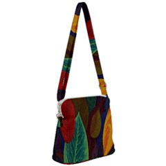 Leaves, Colorful, Desenho, Falling, Zipper Messenger Bag by nateshop