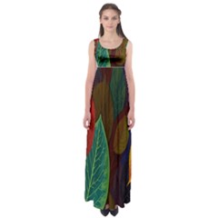 Leaves, Colorful, Desenho, Falling, Empire Waist Maxi Dress by nateshop