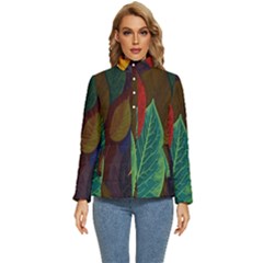 Leaves, Colorful, Desenho, Falling, Women s Puffer Bubble Jacket Coat by nateshop