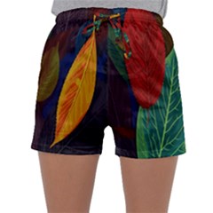 Leaves, Colorful, Desenho, Falling, Sleepwear Shorts by nateshop