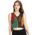 Leaves, Colorful, Desenho, Falling, V-Neck Cropped Tank Top View1