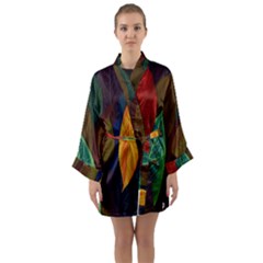 Leaves, Colorful, Desenho, Falling, Long Sleeve Satin Kimono by nateshop