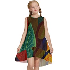 Leaves, Colorful, Desenho, Falling, Kids  Frill Swing Dress by nateshop