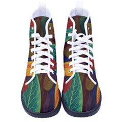 Leaves, Colorful, Desenho, Falling, Women s High-top Canvas Sneakers by nateshop