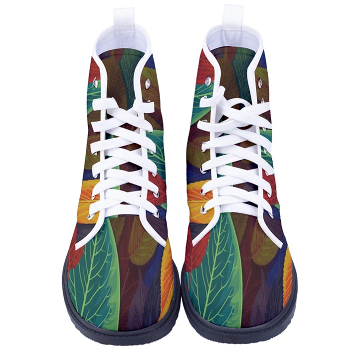 Leaves, Colorful, Desenho, Falling, Men s High-Top Canvas Sneakers