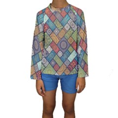 Mandala Pattern Abstract , Mandala, Pattern, Abstract Kids  Long Sleeve Swimwear by nateshop