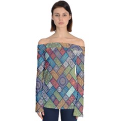 Mandala Pattern Abstract , Mandala, Pattern, Abstract Off Shoulder Long Sleeve Top