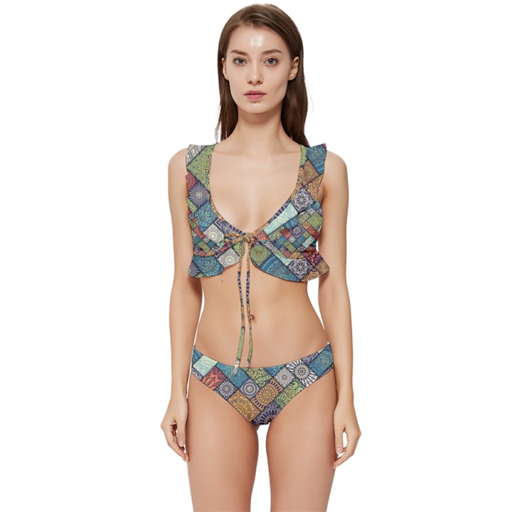 Mandala Pattern Abstract , Mandala, Pattern, Abstract Low Cut Ruffle Edge Bikini Set