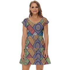 Mandala Pattern Abstract , Mandala, Pattern, Abstract Short Sleeve Tiered Mini Dress by nateshop