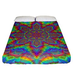 Mandala, Pattern, Abstraction, Colorful, Hd Phone Fitted Sheet (queen Size) by nateshop