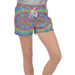 Mandala, Pattern, Abstraction, Colorful, Hd Phone Women s Velour Lounge Shorts