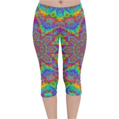 Mandala, Pattern, Abstraction, Colorful, Hd Phone Velvet Capri Leggings  by nateshop