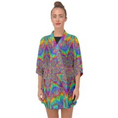 Mandala, Pattern, Abstraction, Colorful, Hd Phone Half Sleeve Chiffon Kimono by nateshop