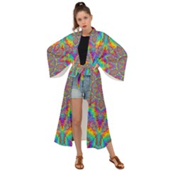 Mandala, Pattern, Abstraction, Colorful, Hd Phone Maxi Kimono by nateshop