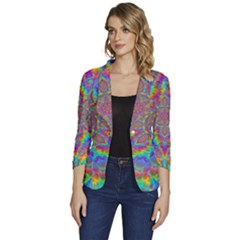 Mandala, Pattern, Abstraction, Colorful, Hd Phone Women s One-button 3/4 Sleeve Short Jacket by nateshop