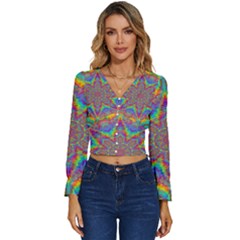 Mandala, Pattern, Abstraction, Colorful, Hd Phone Long Sleeve V-neck Top