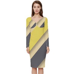 Minimalist, Abstract, Android, Background, Desenho Long Sleeve V-neck Bodycon Dress  by nateshop