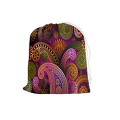 Paisley Pattern, Abstract Colorful, Texture Background, Hd Drawstring Pouch (large) by nateshop