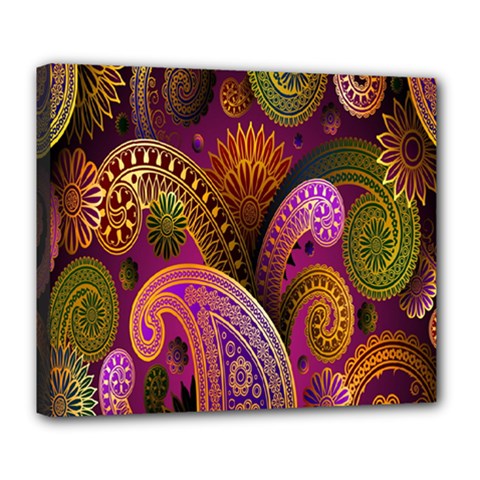 Paisley Pattern, Abstract Colorful, Texture Background, Hd Deluxe Canvas 24  X 20  (stretched) by nateshop