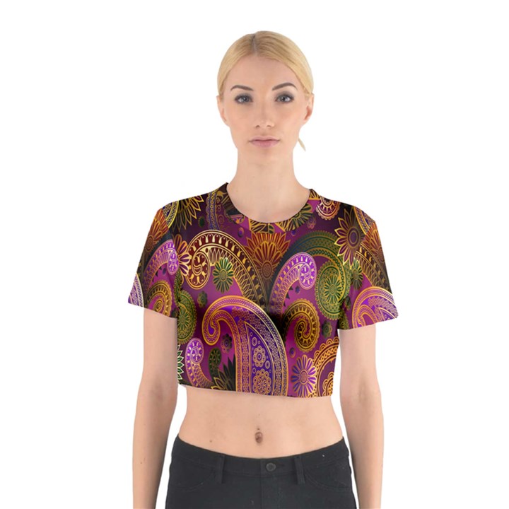 Paisley Pattern, Abstract Colorful, Texture Background, Hd Cotton Crop Top