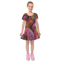 Paisley Pattern, Abstract Colorful, Texture Background, Hd Kids  Short Sleeve Velvet Dress by nateshop