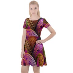 Paisley Pattern, Abstract Colorful, Texture Background, Hd Cap Sleeve Velour Dress  by nateshop