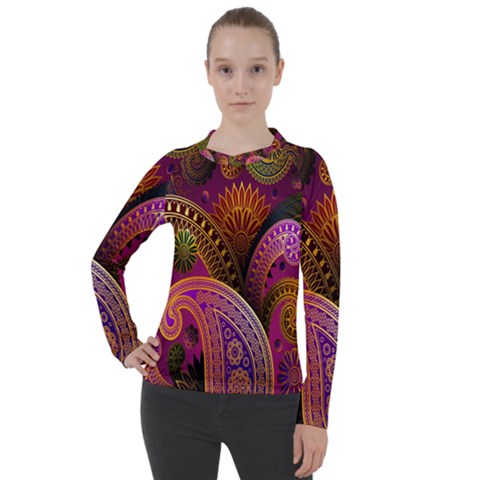 Paisley Pattern, Abstract Colorful, Texture Background, Hd Women s Pique Long Sleeve T-shirt by nateshop