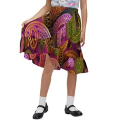 Paisley Pattern, Abstract Colorful, Texture Background, Hd Kids  Ruffle Flared Wrap Midi Skirt