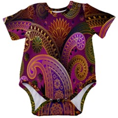 Paisley Pattern, Abstract Colorful, Texture Background, Hd Baby Short Sleeve Bodysuit by nateshop