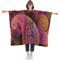 Paisley Pattern, Abstract Colorful, Texture Background, Hd Women s Hooded Rain Ponchos by nateshop