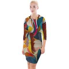 Pattern Calorful Quarter Sleeve Hood Bodycon Dress