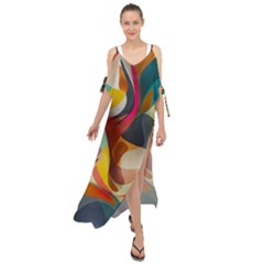 Pattern Calorful Maxi Chiffon Cover Up Dress