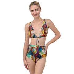 Pattern Calorful Tied Up Two Piece Swimsuit by nateshop