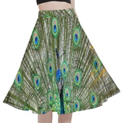 Peacock,army 1 A-line Full Circle Midi Skirt With Pocket by nateshop