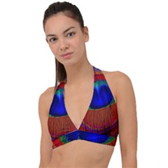 Peacock-feathers,blue 1 Halter Plunge Bikini Top by nateshop