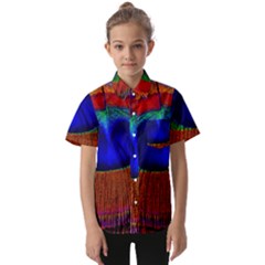 Peacock-feathers,blue 1 Kids  Short Sleeve Shirt