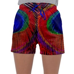 Peacock-feathers,blue 1 Sleepwear Shorts by nateshop