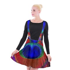 Peacock-feathers,blue 1 Suspender Skater Skirt by nateshop