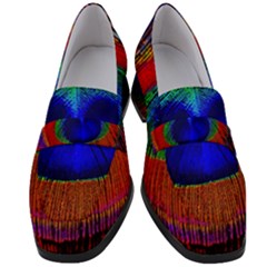 Peacock-feathers,blue 1 Women s Chunky Heel Loafers by nateshop