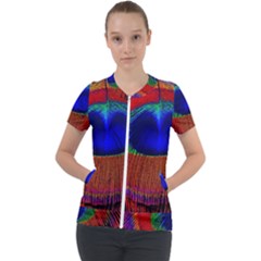 Peacock-feathers,blue 1 Short Sleeve Zip Up Jacket by nateshop