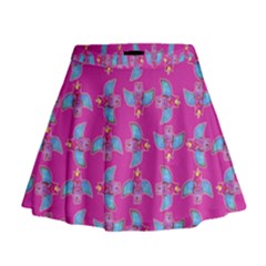 Winged Mutant Sketchy Cartoon Drawing Motif Pattern Mini Flare Skirt by dflcprintsclothing