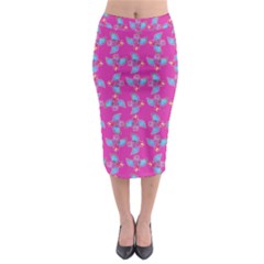 Winged Mutant Sketchy Cartoon Drawing Motif Pattern Midi Pencil Skirt by dflcprintsclothing