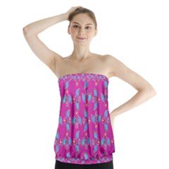 Winged Mutant Sketchy Cartoon Drawing Motif Pattern Strapless Top by dflcprintsclothing