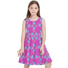 Winged Mutant Sketchy Cartoon Drawing Motif Pattern Kids  Skater Dress by dflcprintsclothing