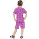 Winged Mutant Sketchy Cartoon Drawing Motif Pattern Kids  T-Shirt and Shorts Set View2