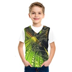 Machine Technology Circuit Electronic Computer Technics Detail Psychedelic Abstract Pattern Kids  Basketball Tank Top by Sarkoni