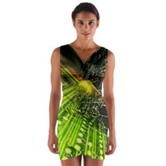 Machine Technology Circuit Electronic Computer Technics Detail Psychedelic Abstract Pattern Wrap Front Bodycon Dress by Sarkoni