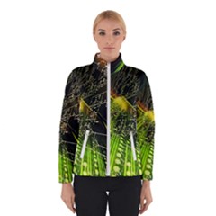 Machine Technology Circuit Electronic Computer Technics Detail Psychedelic Abstract Pattern Women s Bomber Jacket by Sarkoni