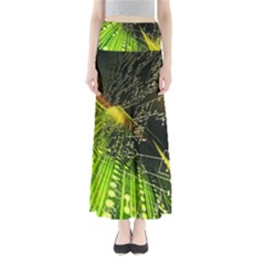 Machine Technology Circuit Electronic Computer Technics Detail Psychedelic Abstract Pattern Full Length Maxi Skirt by Sarkoni